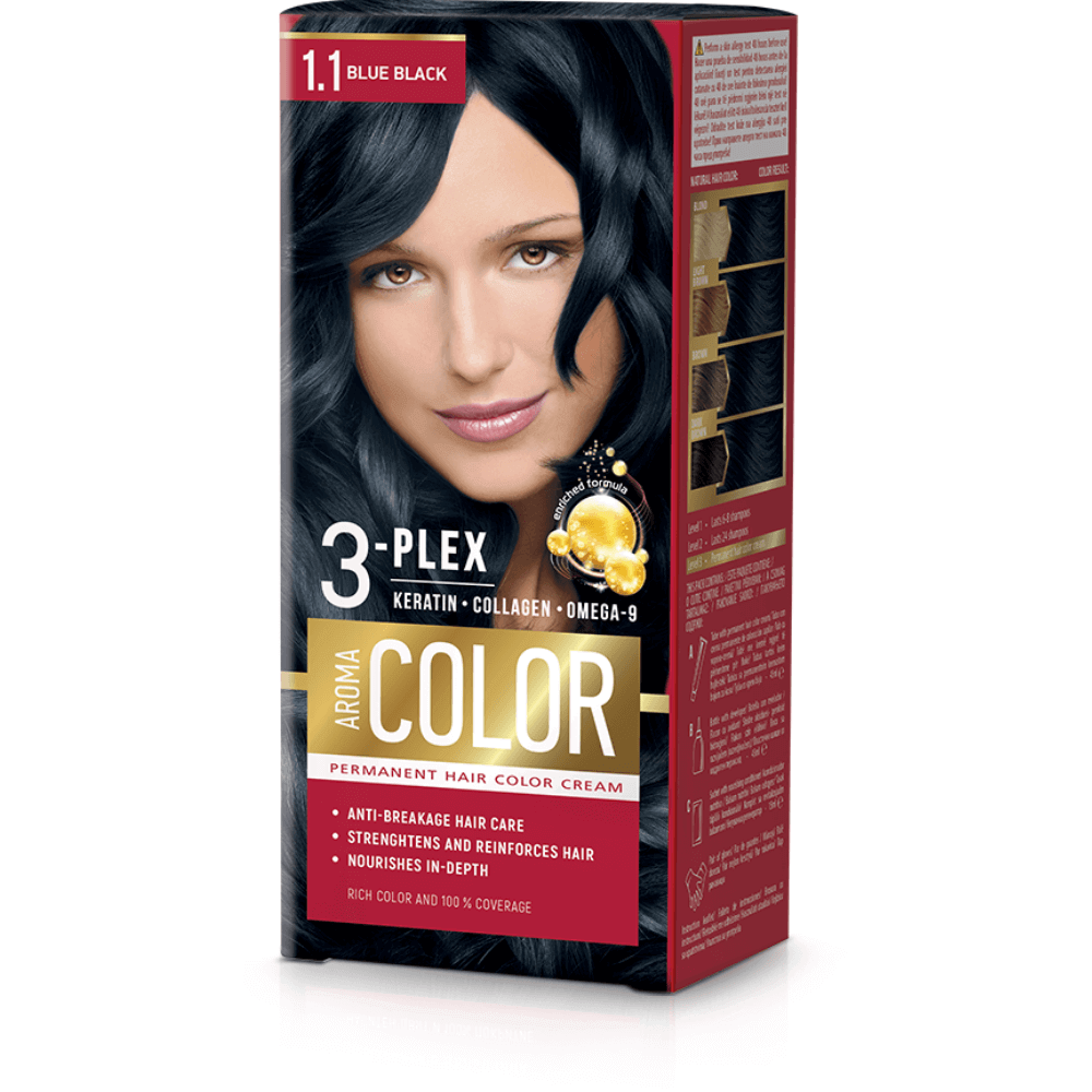 Farba na vlasy - modro čierna č. 1.1 Aroma Color