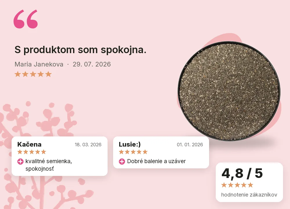 Chia semienka Emerosa, hodnotenie zákazníkov 4,8 z 5