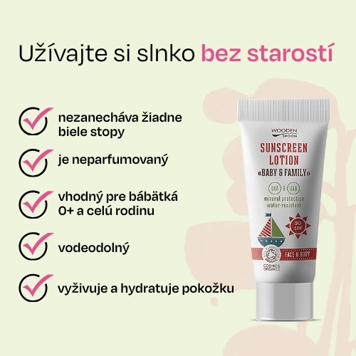 Minerálny opaľovací krém na telo a tvár Baby & Family SPF50 Wooden Spoon 10ml vzorka