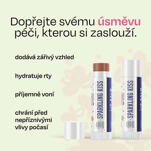 Balzám na rty Třpytivý polibek Wooden Spoon 4,3ml