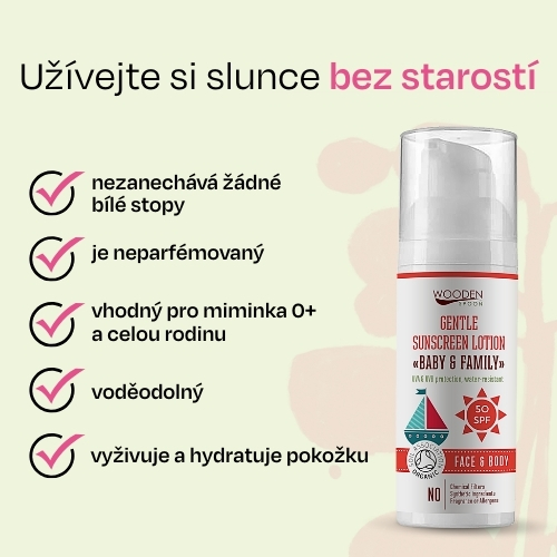 Opalovací tělové mléko Baby & Family SPF 50 Wooden Spoon 50ml