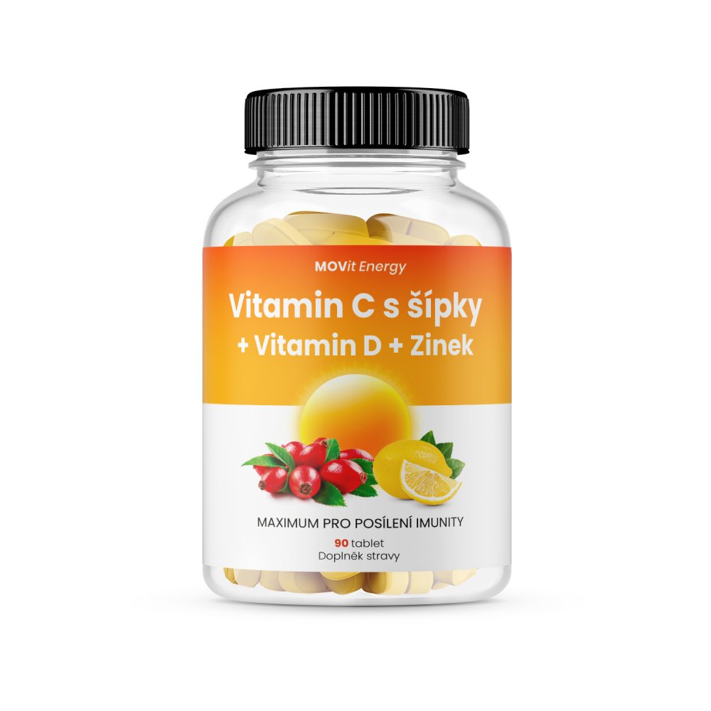 Vitamín C 1200 mg so šípkami + Vitamín D + Zinok PREMIUM MOVit Energy 90 tabliet