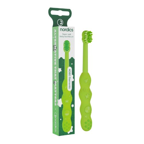 Detská zubná kefka Super soft premium 0-2 rokov 4080 štetín zelená Nordics Oral Care