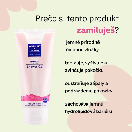 Sprchový gél s organickým ružovým olejom probiotický YOGHURT OF BULGARIA 200 ml