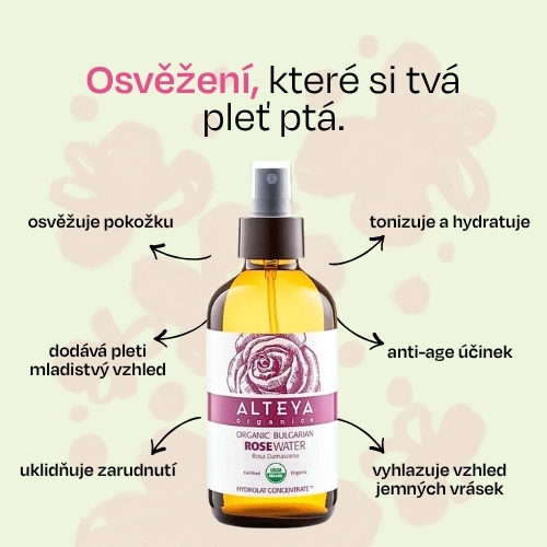 Růžová voda Alteya Organics v skle 240 ml