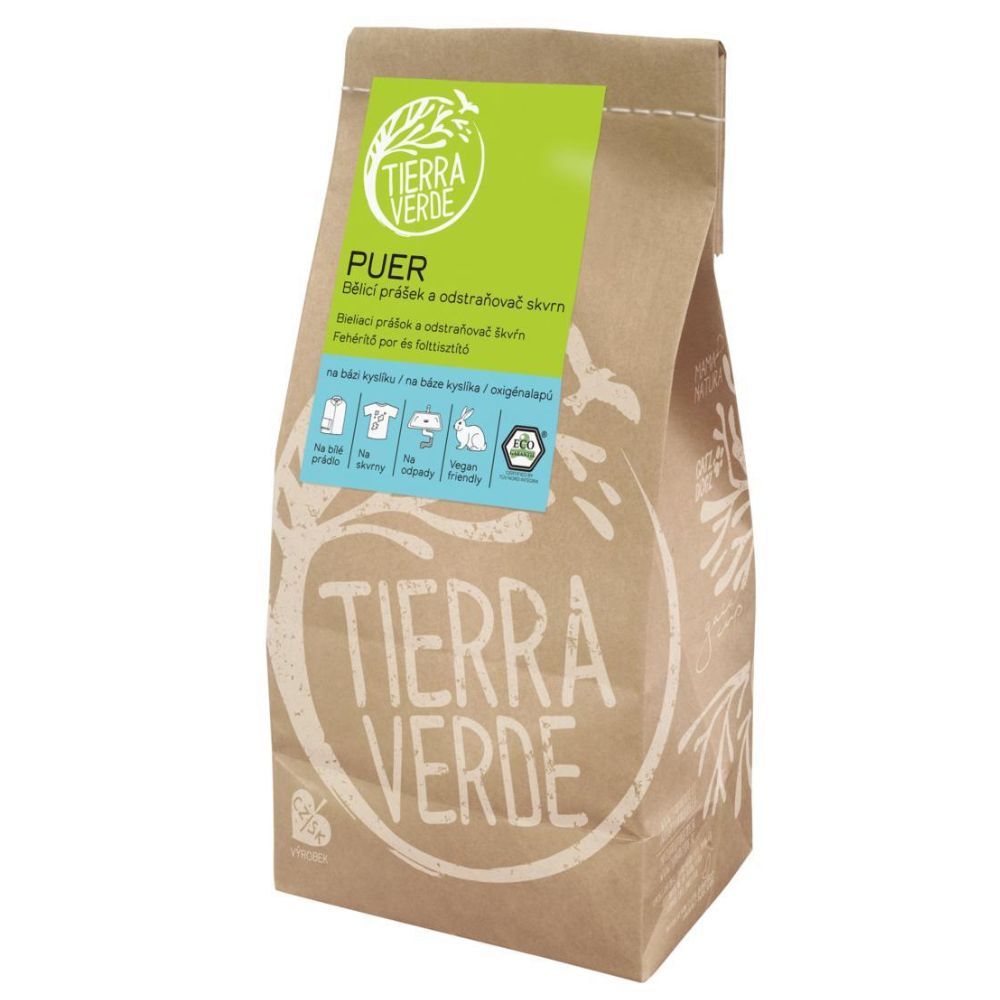 Puer – bieliaci prášok a odstraňovač škvŕn na báze kyslíka (papierové vrecko) Tierra Verde 1kg