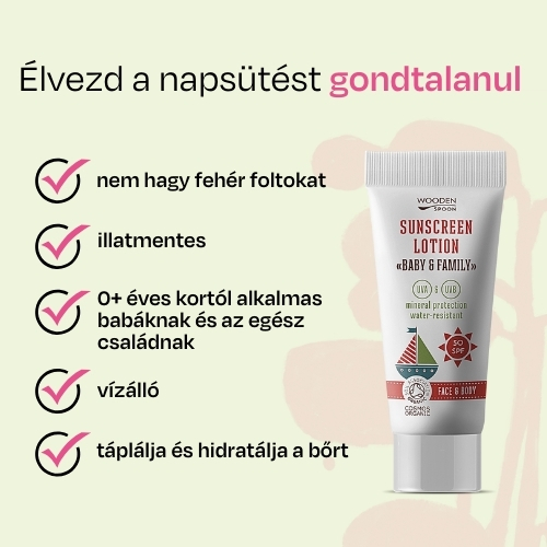 Ásványi fényvédő krém testre és arcra Baby & Family SPF50 Wooden Spoon 10ml minta