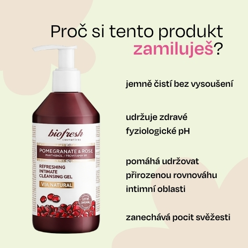 Osvěžující intimní gel s panthenolem a B5 Pomegranate & Rose 250ml