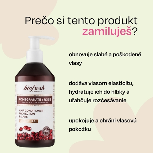 Ochranný kondicionér na vlasy s panthenolom a B5 Pomegranate & Rose 250ml
