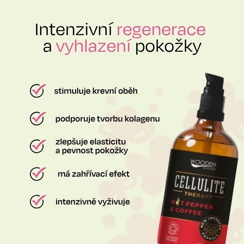 Olej proti celulitidě s černým pepřem a kávovým extraktem Wooden Spoon 100ml