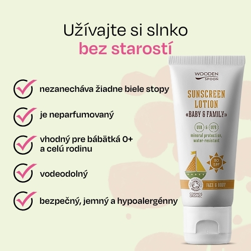 Opaľovacie telové mlieko v tube Baby & Family SPF 30 Wooden Spoon 100ml