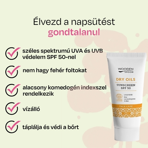 Ásványi arcfényvédő krém alacsony komedogén indexszel SPF50 Wooden Spoon 10ml minta