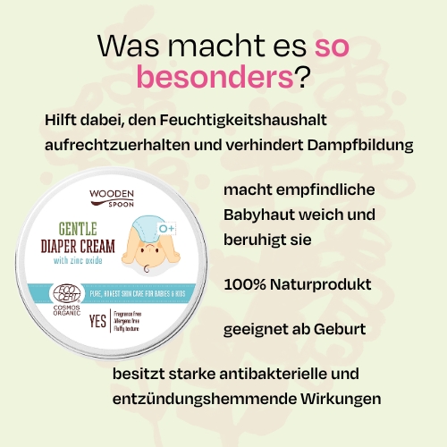 Bio Zinksalbe zur Beruhigung der Haut und gegen Windeldermatitis Wooden Spoon 100ml