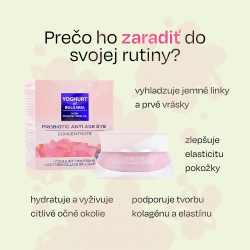 Očný koncentrát proti vráskam probiotický s organickým ružovým olejom YOGHURT OF BULGARIA 40 ml