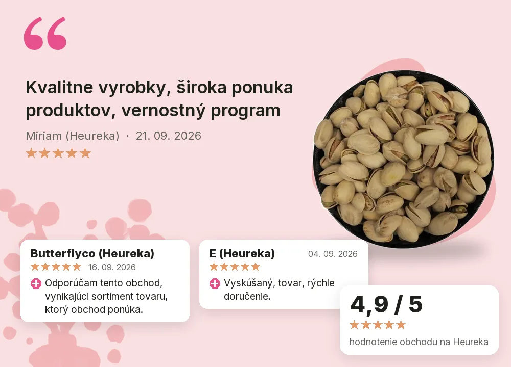 Pistácie pražené solené 18/20 Emerosa, hodnotenie obchodu na Heureke 4,9 z 5