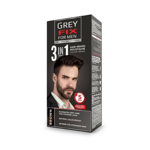 Farba pre mužov na vlasy, bradu a fúzy - hnedá Grey Fix