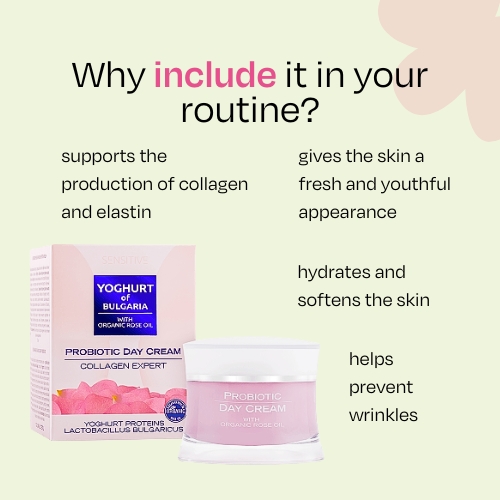 Daily face cream with probiotic collagen and organic rose oil YOGHURT OF BULGARIA 50 ml
