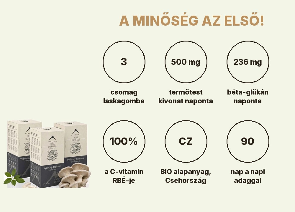 Hrotlife Immunitás gyerekeknek: 3 csomag laskagomba, 500 mg termőtest kivonat, 236 mg béta-glükán, a C-vitamin RBÉ 100%-a, BIO alapanyag Csehországból, 90 nap