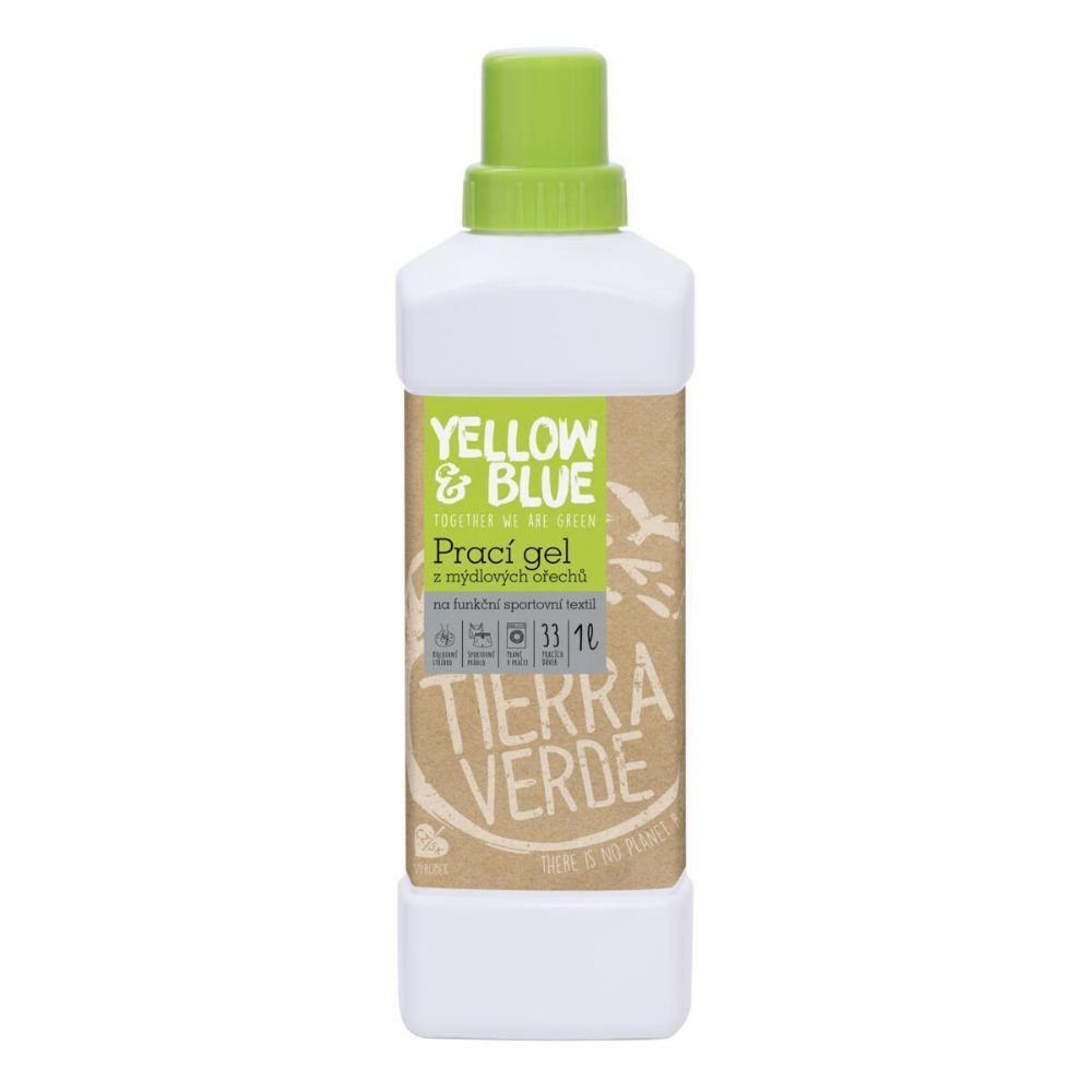 Yellow & Blue prací gél z mydlových orechov na funkčné prádlo Tierra Verde 1 L