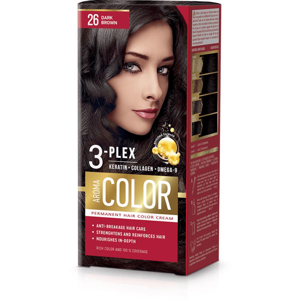 Farba na vlasy - tmavá hnedá č. 26 Aroma Color