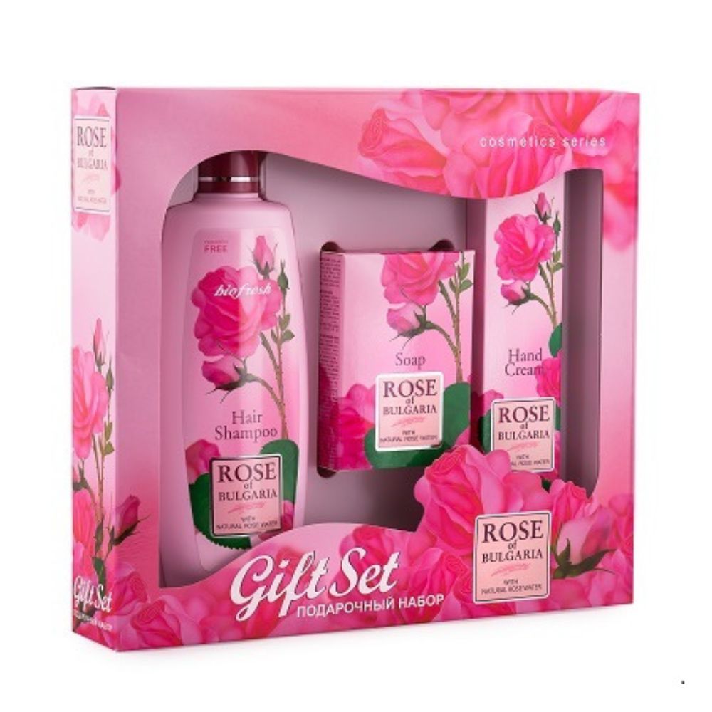 Darčekový set - šampón, mydlo a krém na ruky z ružovej vody Rose of Bulgaria