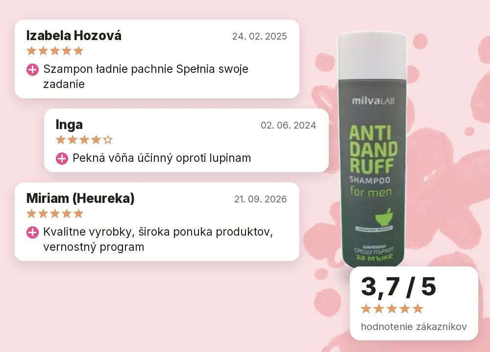 Šampón proti lupinám pre mužov 200 ml, hodnotenie zákazníkov 3,7 z 5