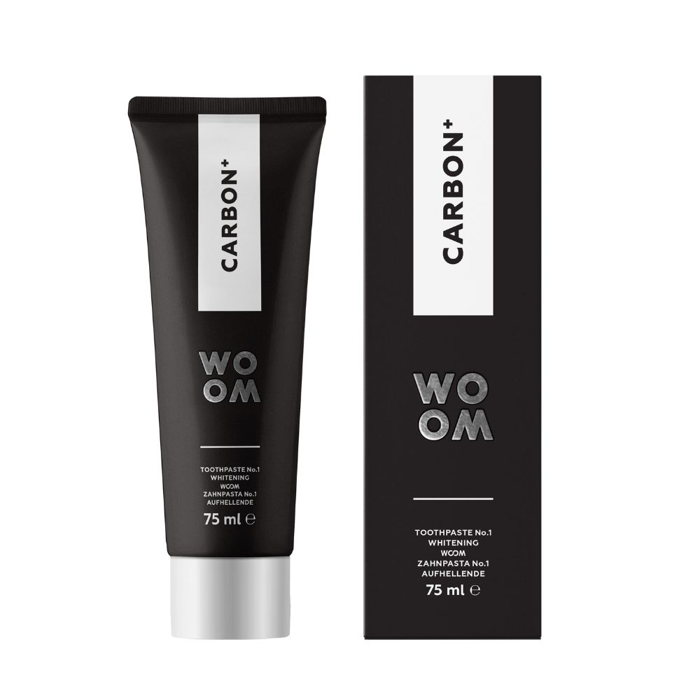 WOOM Carbon+ Toothpaste čierna bieliaca zubná pasta 75 ml
