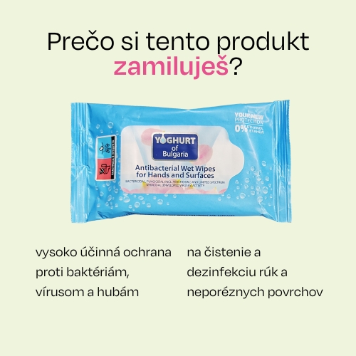 Vlhčené antibakteriálne obrúsky na ruky Yoghurt of Bulgaria 15ks