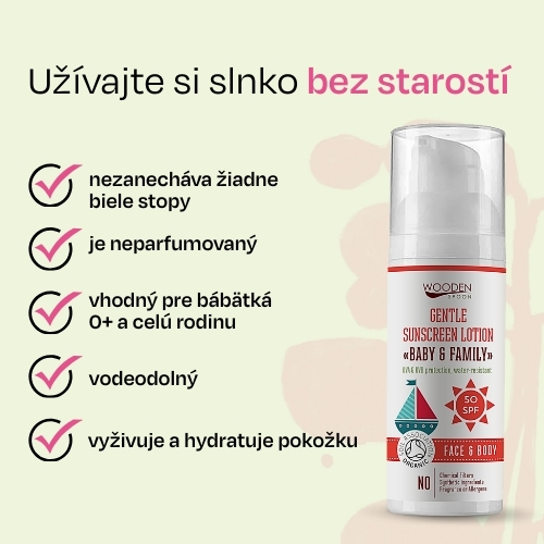 Opaľovacie telové mlieko Baby & Family SPF 50 Wooden Spoon 50ml