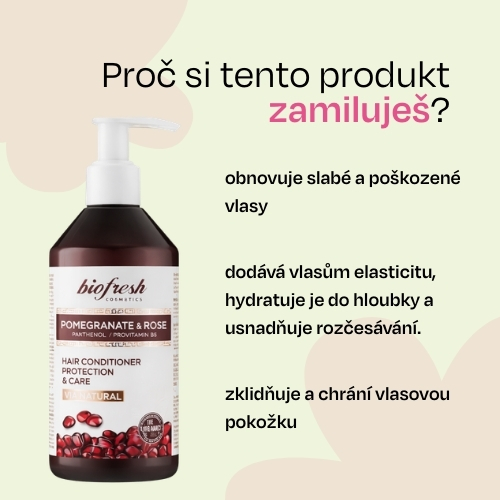 Ochranný kondicionér na vlasy s panthenolem a B5 Pomegranate & Rose 250ml