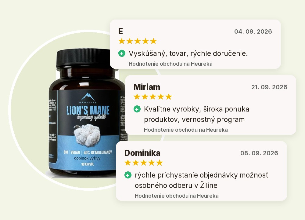 Hodnotenia zákazníkov: Lion´s mane Hrotlife a obchod Emerosa