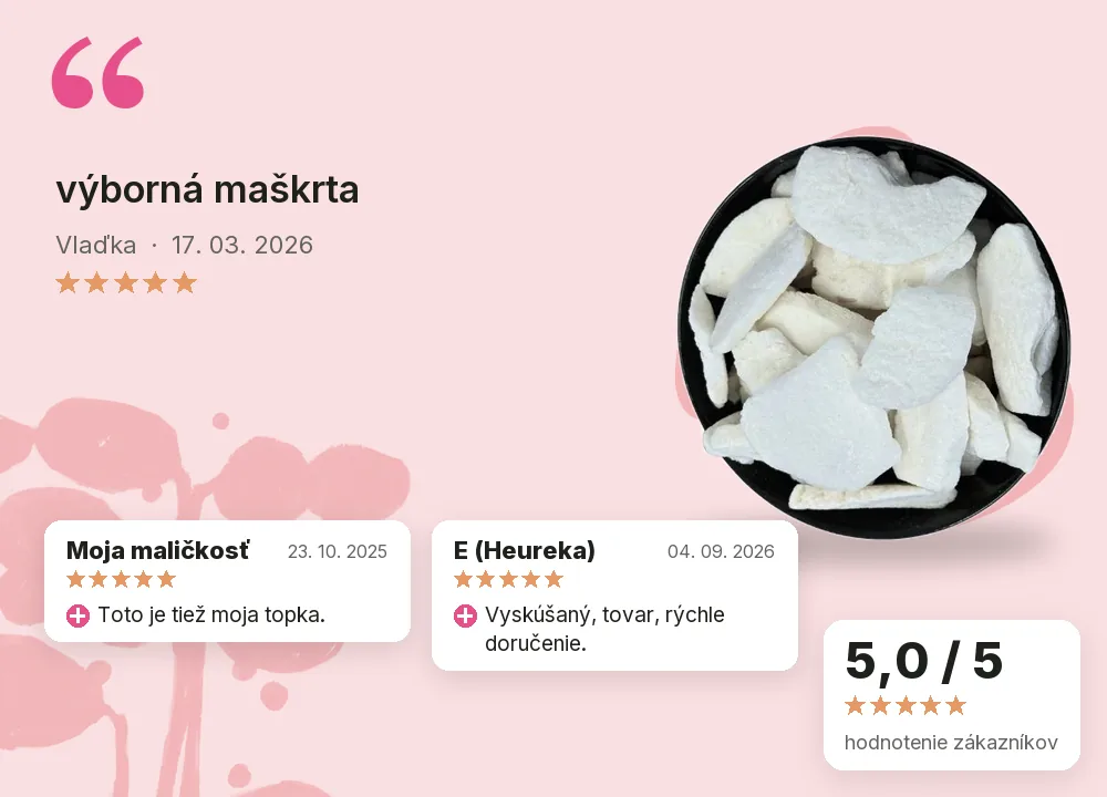 Jablká lyofilizované plátky Emerosa, hodnotenie zákazníkov Jablká lyofilizované plátky Emerosa, hodnotenie zákazníkov 5,0 z 5