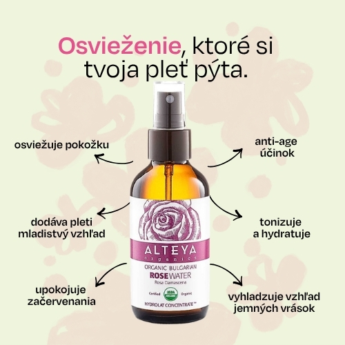 Ružová voda Alteya Organics v skle 120 ml