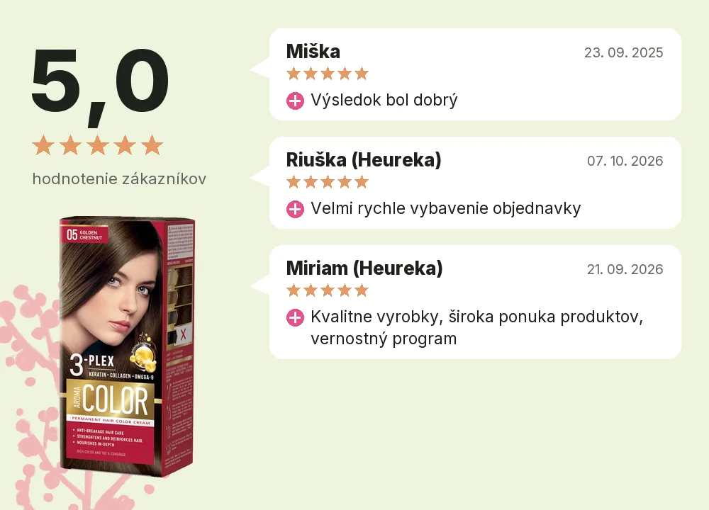 Farba na vlasy zlatý gaštan č. 05 Aroma Color, hodnotenie zákazníkov 5,0 z 5