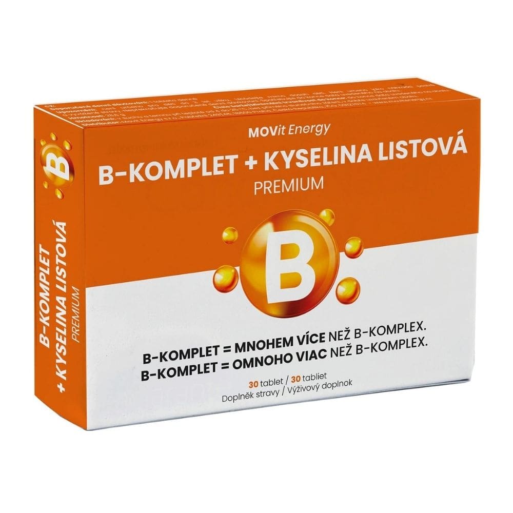 B-Komplet + Kyselina listová PREMIUM MOVit Energy 30 tablet