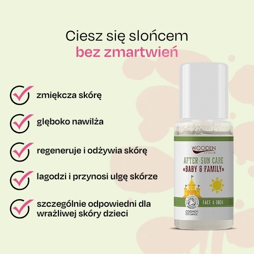 Dziecięcy organiczny olejek po opalaniu do skóry wrażliwej Baby & Family Wooden Spoon 10ml próbka