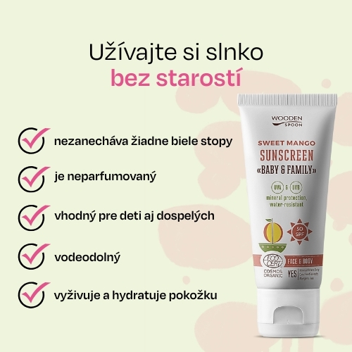 Opaľovacie telové mlieko Mango Baby & Family SPF50 Wooden Spoon 100ml