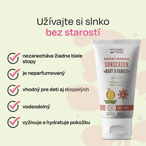 Opaľovacie telové mlieko Mango Baby & Family SPF50 Wooden Spoon 150ml