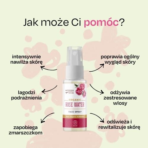 Różana woda do twarzy z róży damasceńskiej w sprayu Wooden Spoon 50ml