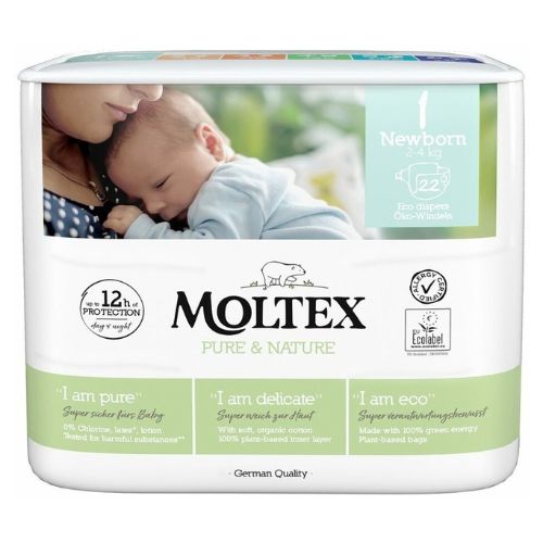 Levně Moltex Pure & Nature Novorozenecké pleny 2-4 kg 22ks