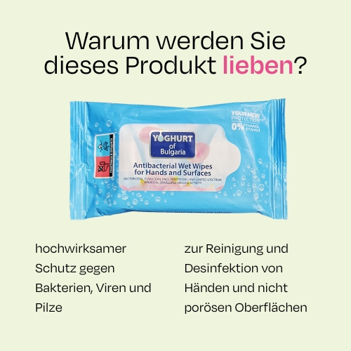 Feuchte antibakterielle Handtücher Yoghurt of Bulgaria 15 Stk.